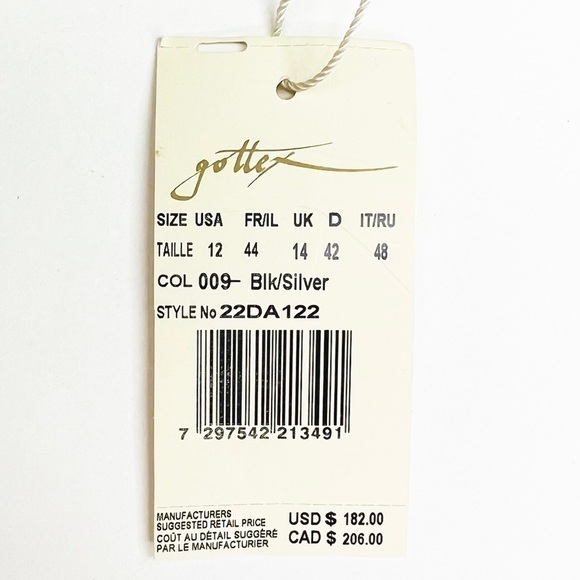 Gottex Classic Danseuse Black & Silver V-Neck Halter One Piece Swimsuit New NWT - Picture 6 of 10